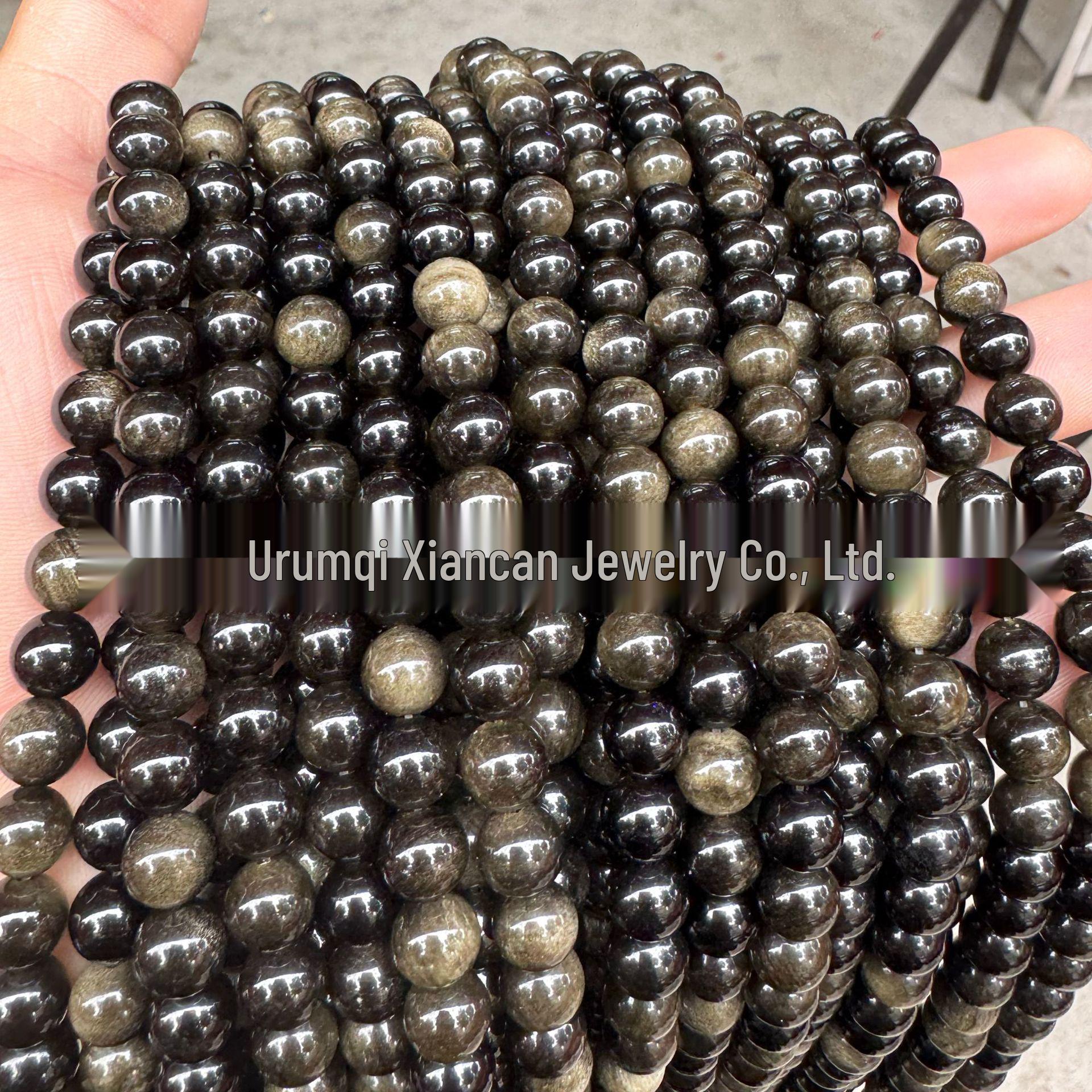 Natural Gold and Silver Obsidian Loose Beads - DIY Beading Accessories 6mm (Approx. 60 beads)