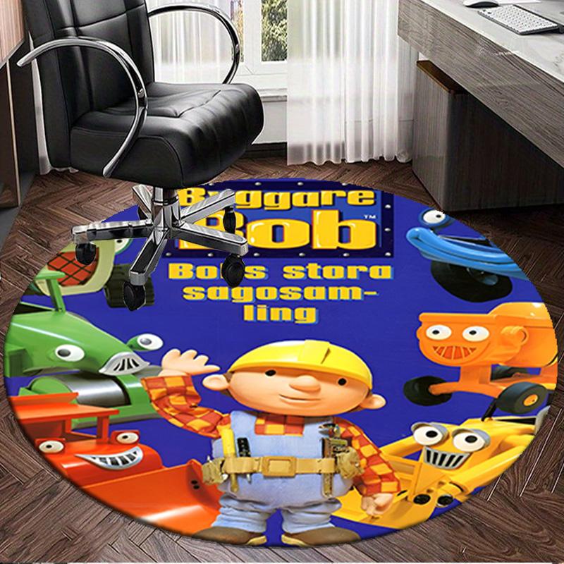 1PC The Builder's Adventure Round Rug, Non-slip Chair Mat, Home Decor, Circle Carpet Perfect for Office, Bedroom, Living Room,Christmas Gift