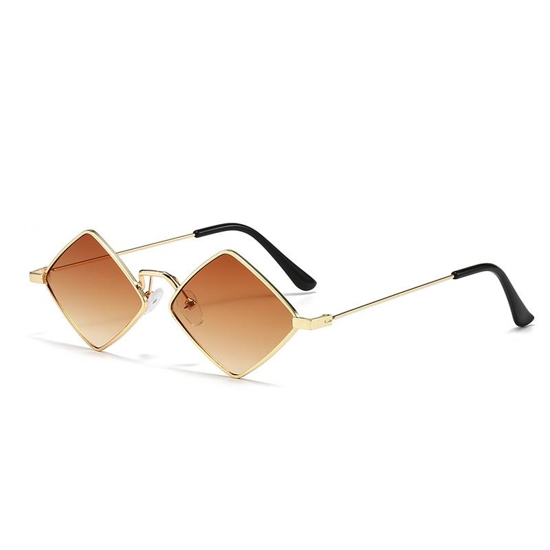 New Style Women's Metal Material Diamond Shaped Sun Glasses Women Fashion Style Street Photography Sunscreen Eyeglasses UV400 Protection Eyewear