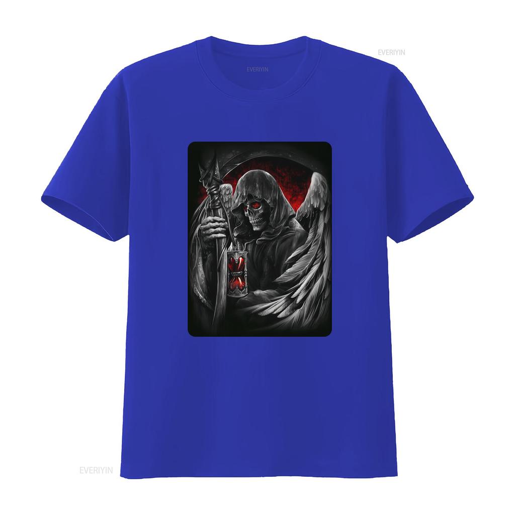 The Grim Reaper With a Scythe T Shirt Demon Skull Biker Gothic Heavy Metal vintage Washed Stylish Top For Everyday Wear fashion