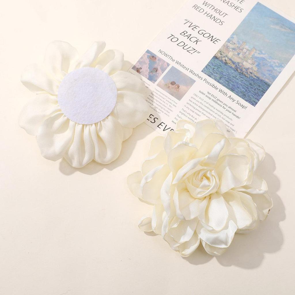 Korean Retro Satin Rose DIY Hair Accessories & Women's Necklace Brooch