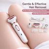 Women's Electric Shaver Set: Includes Shaver, 4 Replacement Heads, Eyebrow Trimmer, and Sideburn Hair Remover