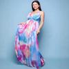 Europe, America, Amazon 3D Digital, Women's Sleeveless Tie-Dye Printing Cross Halter Dress