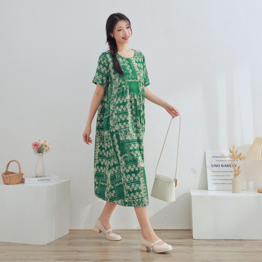 Dimanaf 2025 Women Plus Size Spring Summer Dress Floral Dress Basic Vintage Loose Long Dress Maxi
