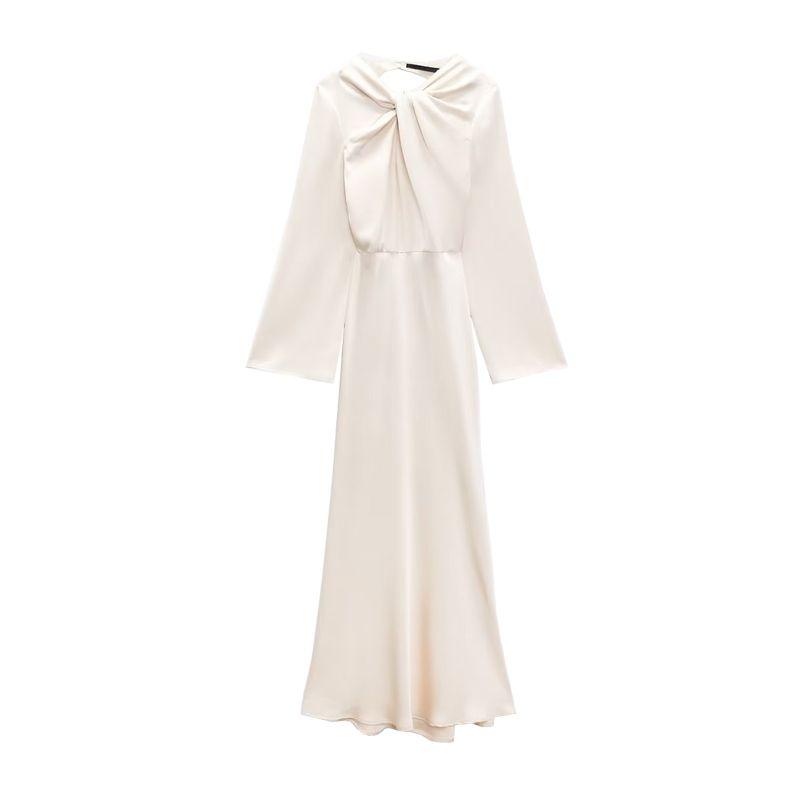 Casual Backless Silk Satin Texture Dress