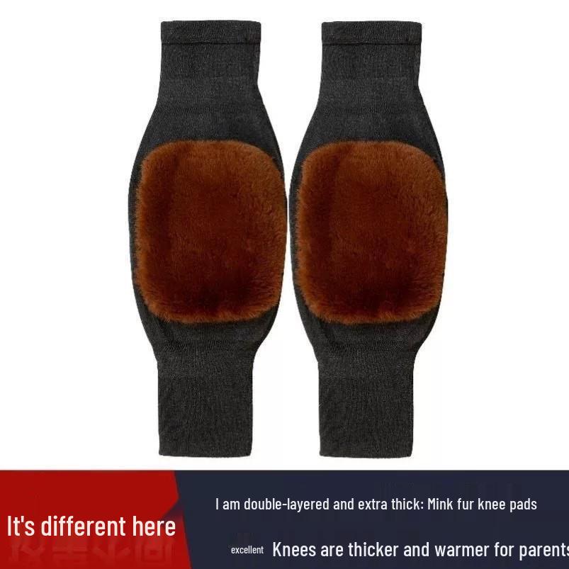 Elastic Knit Long Strapped Knee Pads for Cold Protection and Sports - Cashmere for Autumn/Winter