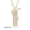 Atoztide Bohemian Pendant Necklace for Women Stainless Steel Trendy Imitation Pearl Tassel Sweater Chain Christmas Jewelry Gift