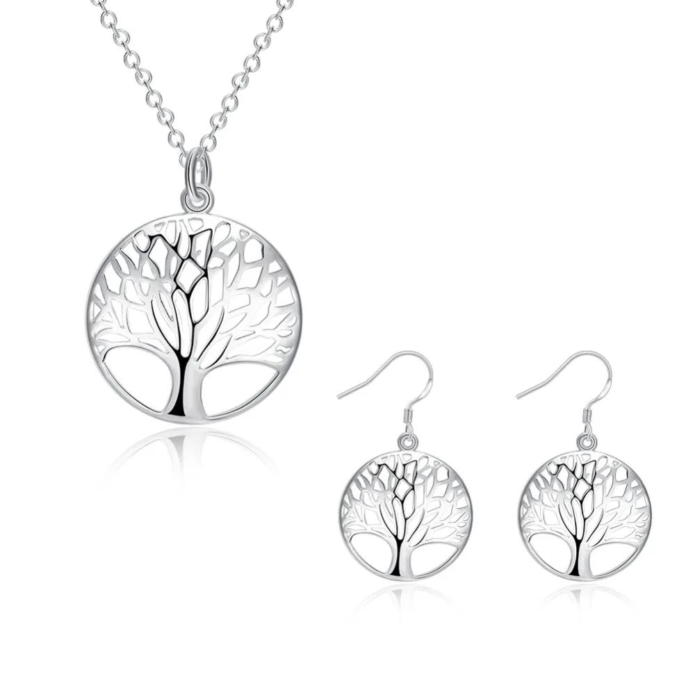Charms Wedding 925 Silver Jewelry Fashion Pretty Pendant Necklace Earring Women Party Set TOP Quality Stamped