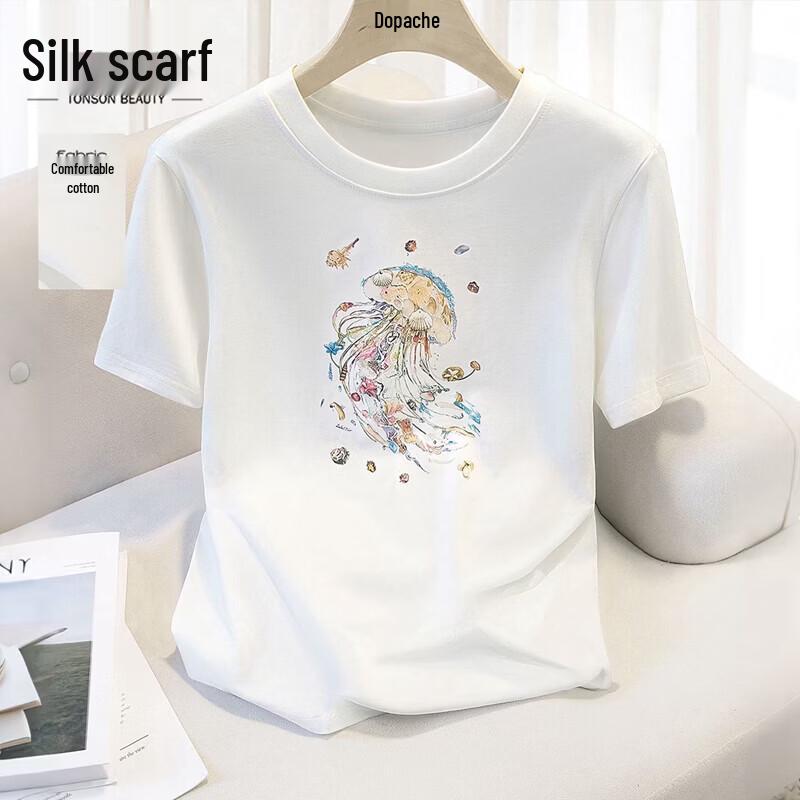 Silk Boshe Women s Cartoon Print Slim Fit T-Shirt M