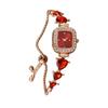 Student Korean Version Temperament Pull Rope Design Small Square Love Diamond Temperament Lazy Bracelet Watch