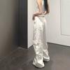 American vibe heavy industry design white tooling jeans women's autumn and winter high waist loose and thin wide leg floor pants
