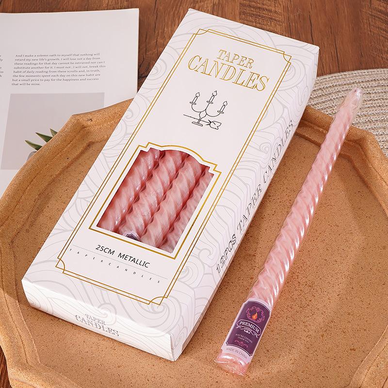 Candlestick Long Candle Romantic Spiral Birthday Western Food Candlelight Dinner Thread Home Wedding Gold Silver Red European Candle