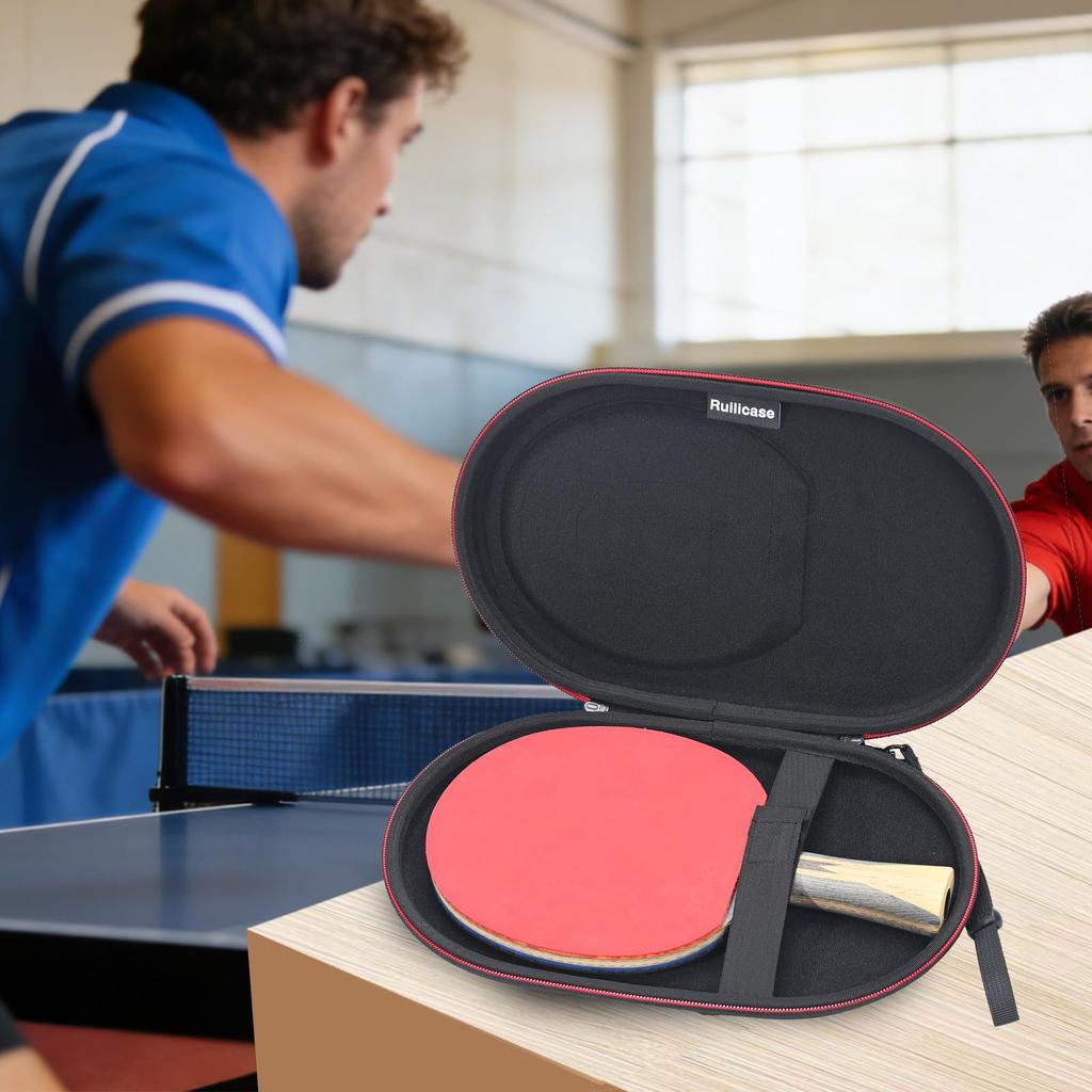 Ruilicase Table Tennis Racket Compatible with DIY Protective Storage Case can only hold the Case, Single, Stickers, Case, (Case only, racket) (Black)