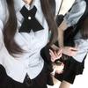 Japanese Academy Style Women's Short-Sleeved Shirt & Fluffy Layered Skirt Set