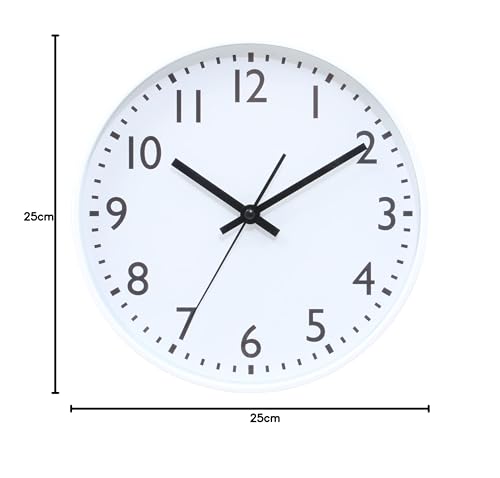 Ceas de perete Fujiboeki, lățime 25 x adâncime 4 x înălțime 25 cm, alb, silențios, secundar continuu, simplu, 37859, mic