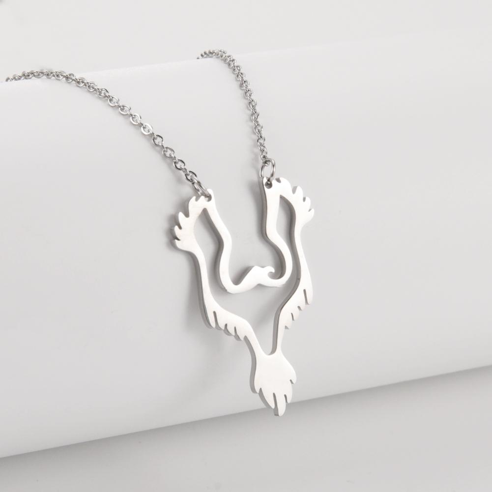 Dawapara Phoenix Guardian Animal Necklace Mythology Bird Pendant Protection Strength Symbol Stainless Steel Women Necklace