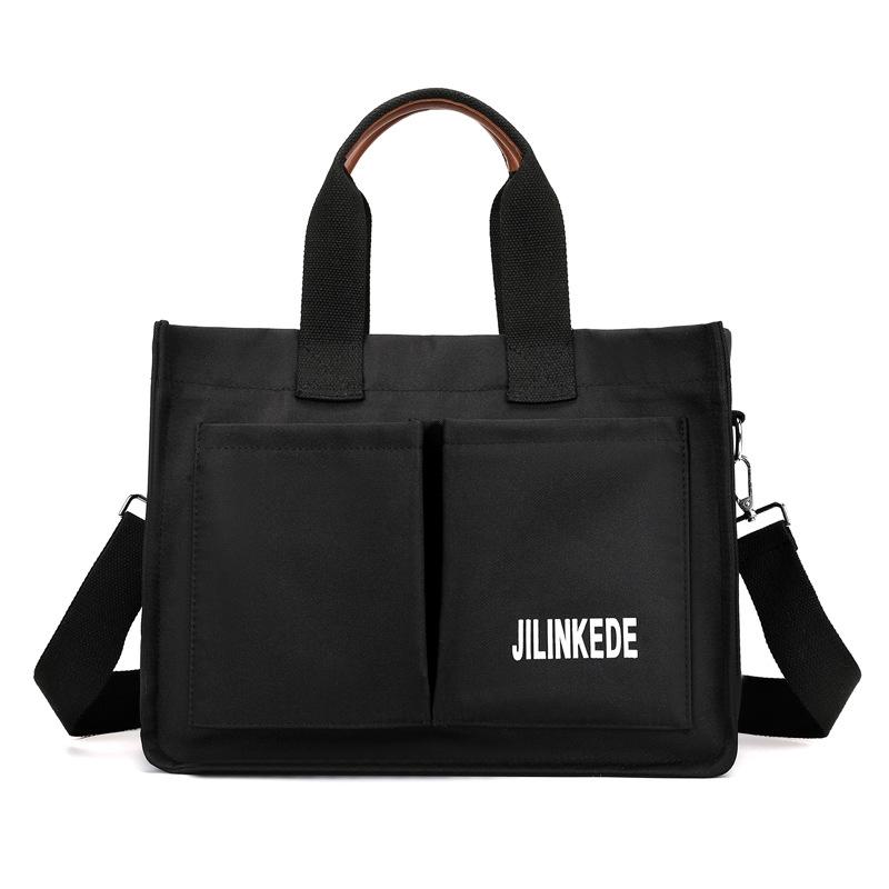 

Canvas bag women s 2025 new casual retro messenger bag simple large capacity shoulder messenger bag 35*15*26 чорний