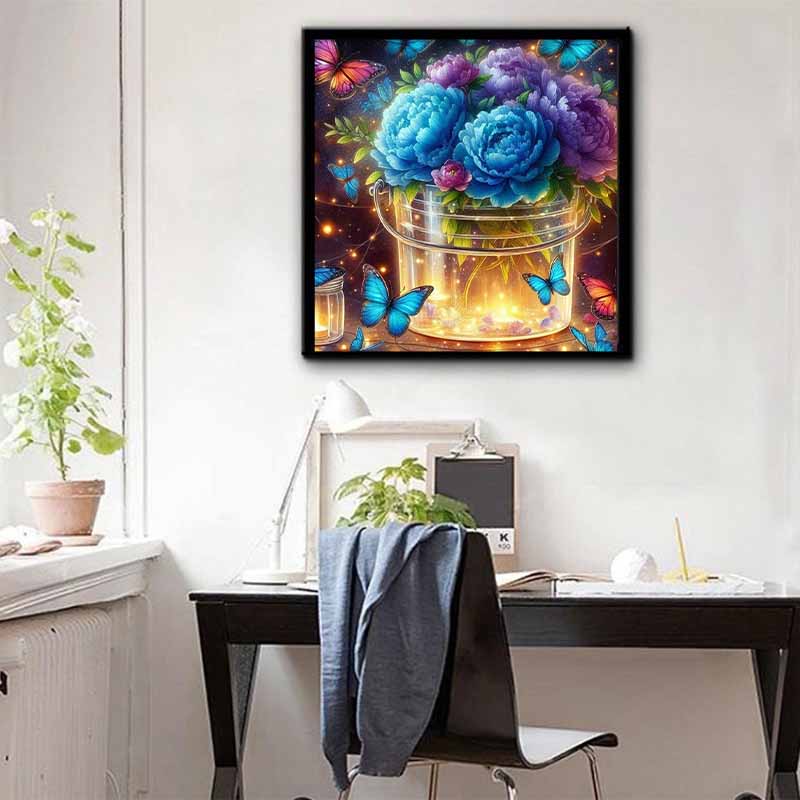 New Arrival 5D DIY Full Circle Diamond Painting "Butterfly Flower Lamp Strip" Embroidery Cross Stitch Home Decor Gift