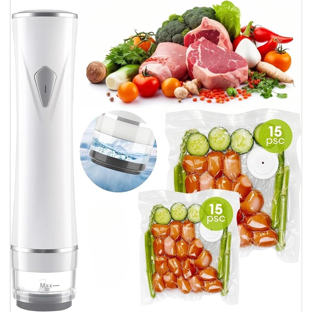 

Food Vacuum Sealer – Portable Handheld Vacuum Sealer, Comes with 30 Reusable Bags and Visible Water Tank, Compact Wireless Food Preserver