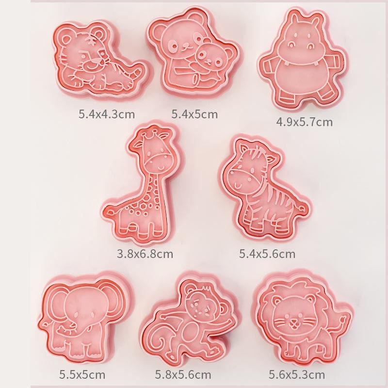 8 Piece Cartoon Cookie Cutters for Baking 3d Raised Design Cookie Stamps Suitable for Apple Pie Pastry Frosting Decoration
