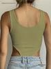 Sexy Slim-Fit Ribbed Cotton U-Neck Tank Top Jumpsuit with High Slit - European & American Summer Collection