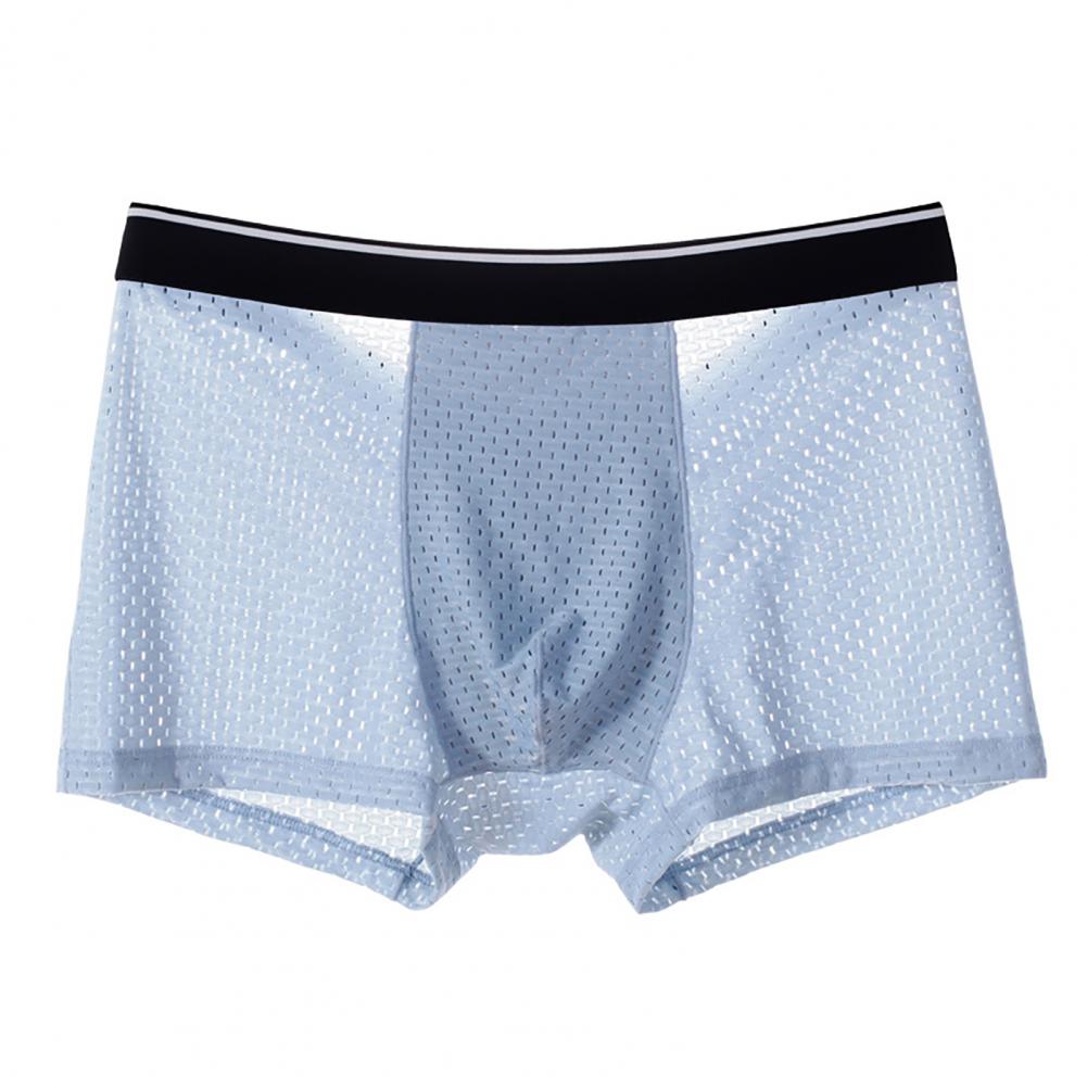 Men Boxer Briefs 3D U-convex Non-Restrictive Supportive Underwear Single Color Breathable Mesh Thin Everyday Shorts Panties