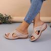 Plus Size Women's Shoes 24 Summer New Cross Strap Solid Color Beach Slippers