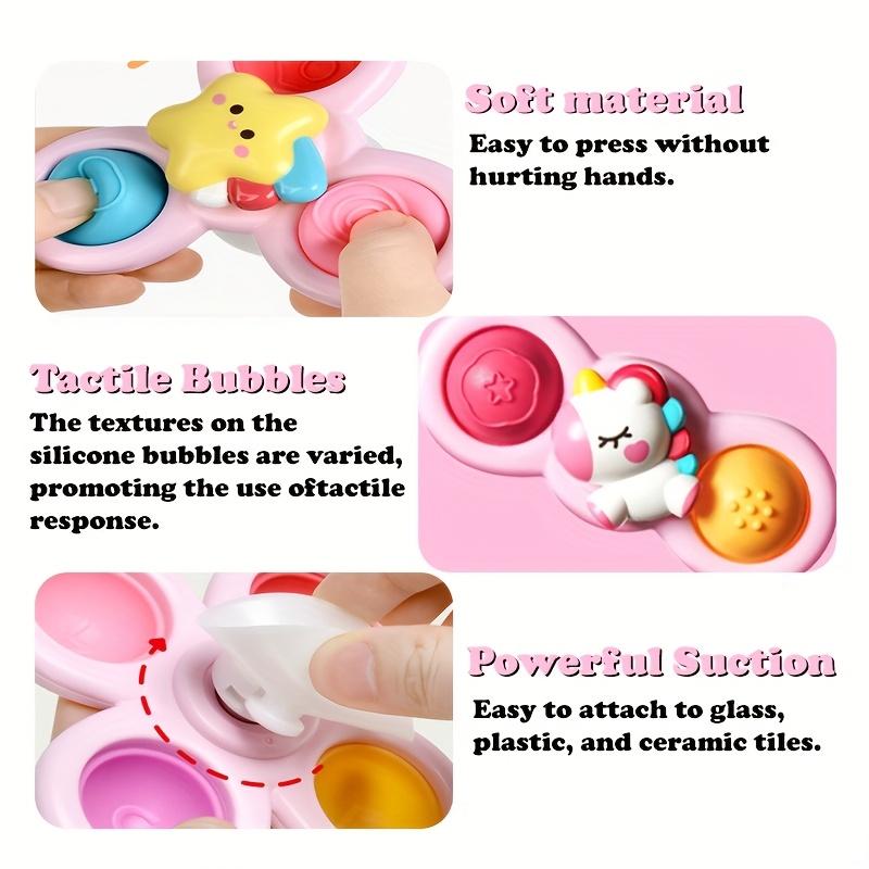 3pcs Suction Cup Spinner Toys for Youngsters 360° Rotating Sensory Toys with Unicorn, Star Cloud Shapes, Durable Plastic Window Wall Decor,