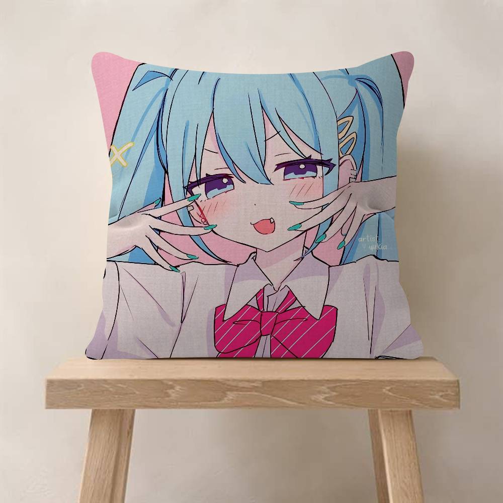 Music H-Hatsune Girl M-Mikues Cushion Cover Car Throw Pillow Case For Sofa Car Christmas Gift