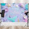 2D Printing Pastel Mermaid Backdrop, Underwater Sea Theme Birthday Party Background