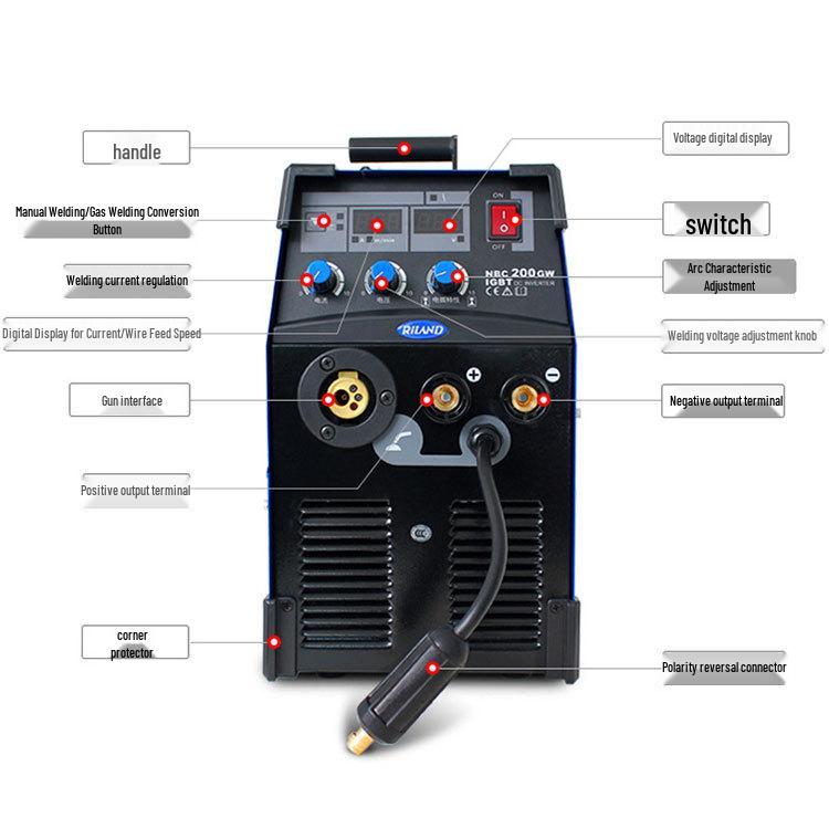 Ruiling NBC-200/250/300GW MIG/MAG Welder - 220V Carbon Dioxide Gas Shielded