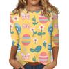 Damen Osterhasen T-Shirt Mode Langarm Rundhals Normales Oberteil Feiertagswochenende Print Floral Rot Frühling Herbst Outfit