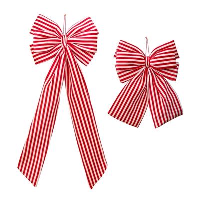 Christmas Tree Bowknot Ornament In Soft Fabric with Ready Loop for Wreath Entryway and Indoor Christmas Styling