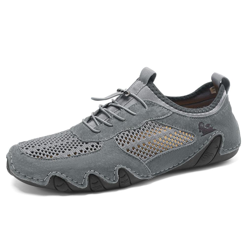 Summer Men Sneakers Casual Shoes New Mesh Breathable Solid Driving Shoes for Men Flat Elastic Band Outdoor Sneakers