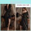 Sexy Solid Color Womens Satin Sleep Dress And Robe Set For Comfortable Nightwear