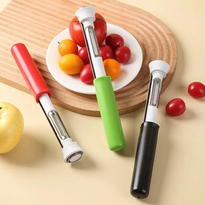 2-in-1 Fruit Corer Peeler with Serrated Dual Blades Stainless Steel Vegetable Corer Ergonomic Handle Kitchen Tool