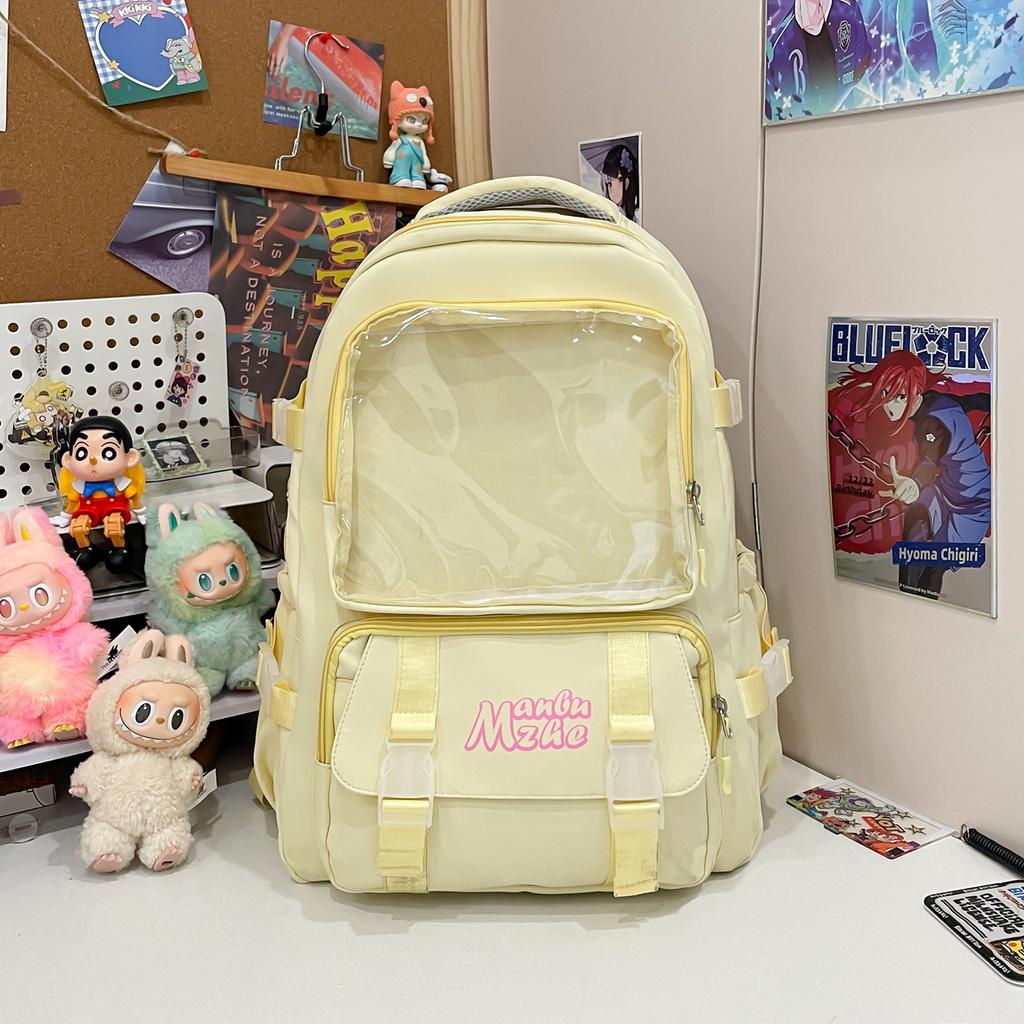 The schoolbag is fresh and cute, and the two-dimensional yuan bar is high school, high quality and large capacity.