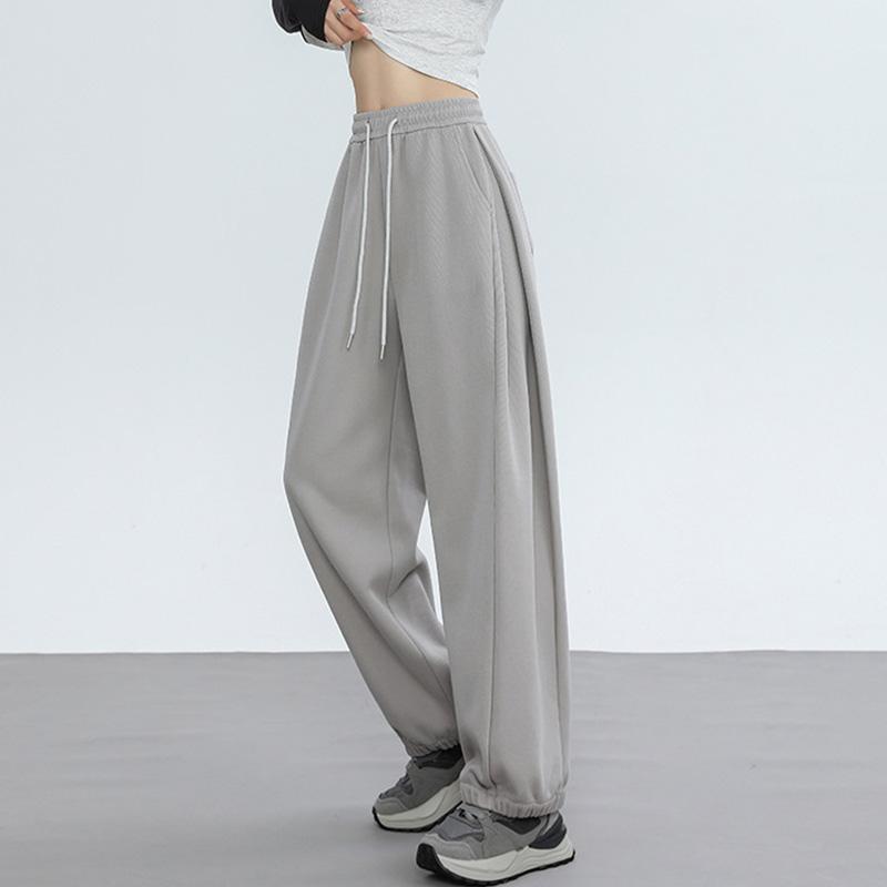 Women's Casual Loose Versatile Sports Pantalones Elastic Waist Drawstring Sweatpants Drapey Feel Straight Leg Pants