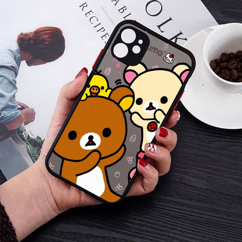 Rilakkuma Phone Case for iPhone X XR XS 7 8 Plus 11 12 13 Pro MAX 13mini Translucent Matte Case