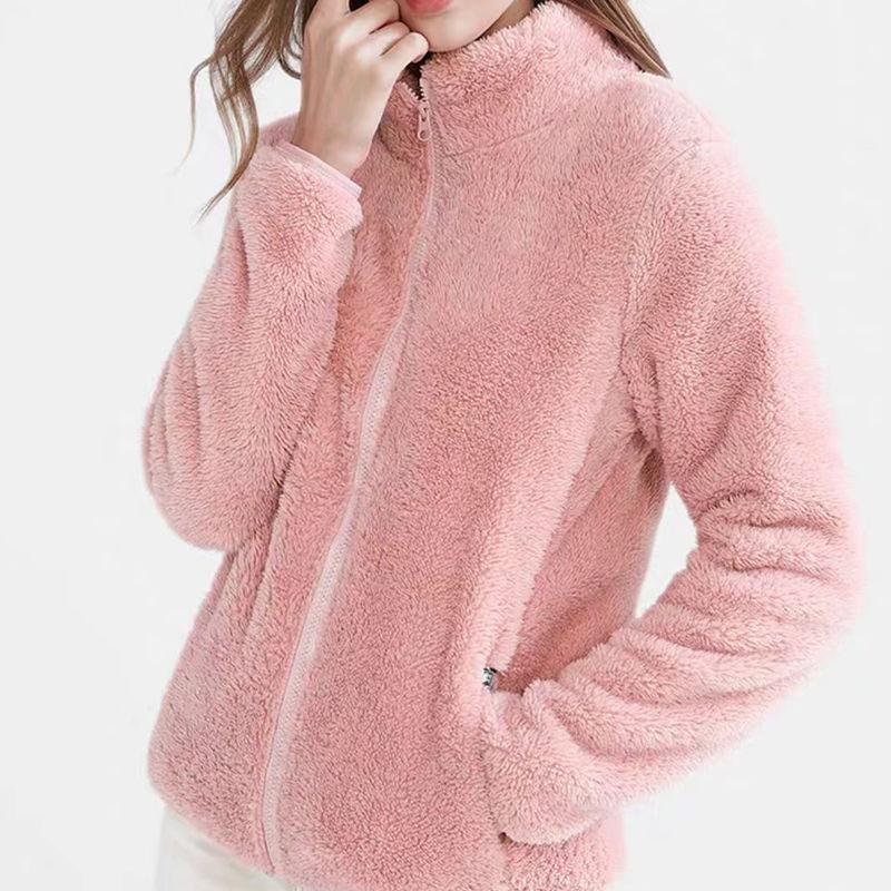 Autumn and Winter Coral Fleece Stand-up Collar Women's Jacket Fleece Warm Thickened Homewear Women's Sports Charge Top