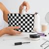 Black White Geometric Checkered Plaid Pattern Toiletry Bag Women Cosmetic Makeup Organizer Lady Beauty Storage Dopp Kit Case