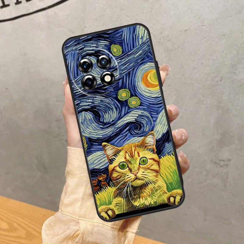 

Cat Van Gogh s The Starry Night Case For OnePlus 15R 13T 13R 13 12 12R 11 10 9 Pro 10T 8T Nord 5 CE 2 3 4 Lite N20 N30 Cover OnePlus 15R