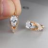 New drop-shaped emerald zircon plated champagne gold ear buckle wedding earrings women's jewelry