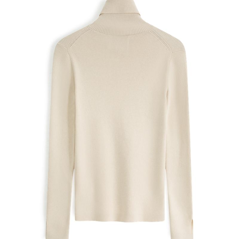 Calvin Klein Autumn Winter Embroidered Comfortable Wool Blend Turtleneck Sweater Women sweater Off-White ZW02292ACF