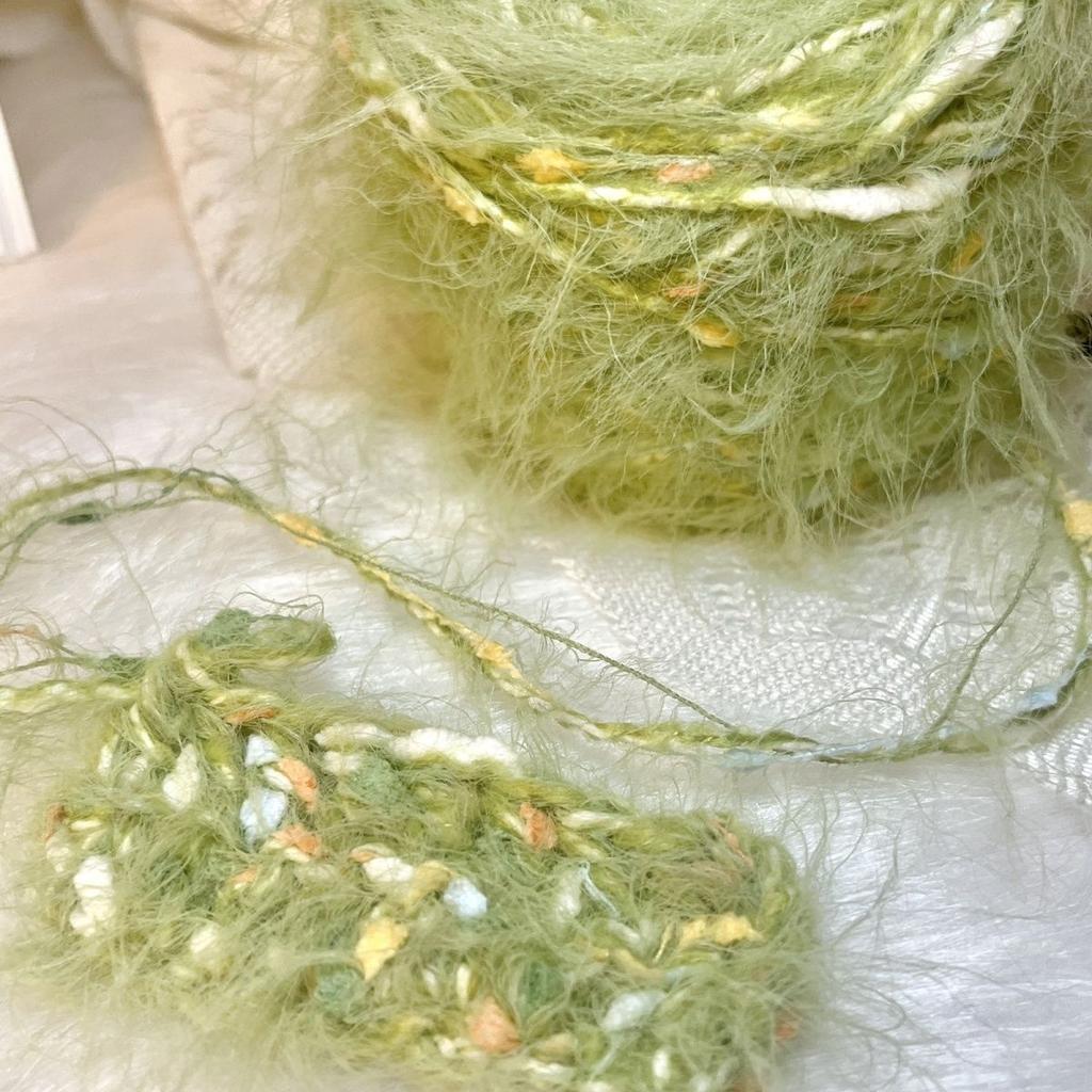 100g Green Thick Yarn Garden Series Hand Mixed Knitting Yarn Handmade Crochet Stick Needle Woven Bag Hair Loop Yarn