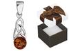 Silver Pendant with Amber Small Women' Pendant Wind Rose Compass