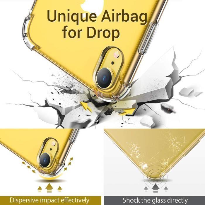Coque iphone xr, coque de protection antichoc [transparente ] coussin d’air aux coins extrêmement fin pour iphone xr