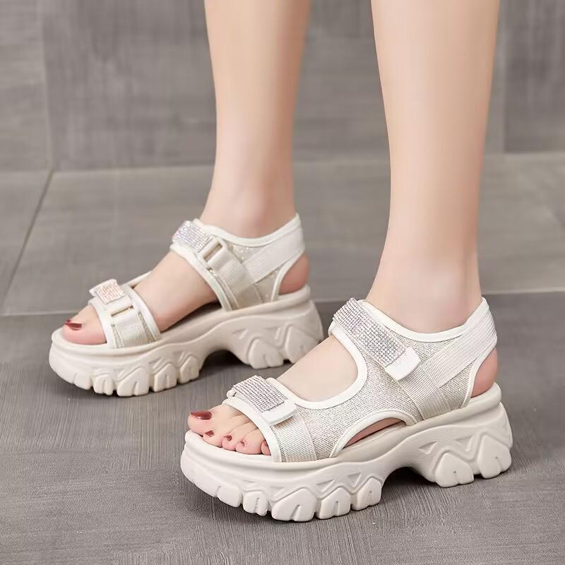 

Women s 2025 Rhinestone Sport Sandals - Non-Slip, Thick-Soled Beach Shoes 35