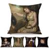 Europe Vintage Oil Painting Elegant Lady Portrait Charming Woman Style Pillow Case Linen Cotton Sofa Decorative Cushion Cover