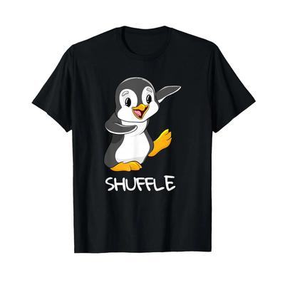 Shuffle Dancing Penguin T Shirt Dance Music Techno Black Vintage Washed Graphic Versatile Comfortable Unisex Slightly Stretched